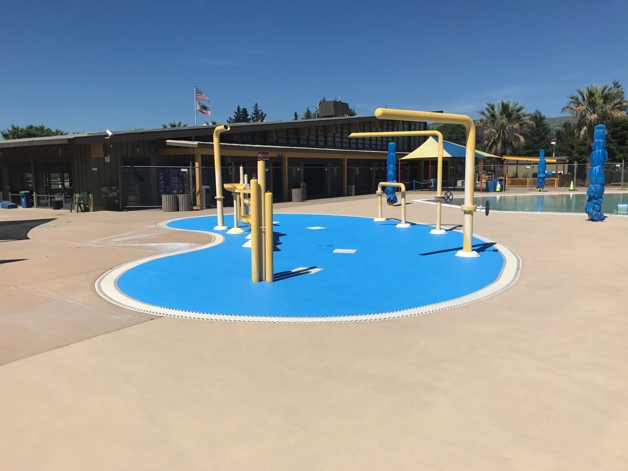 splash pad surface at a water play area