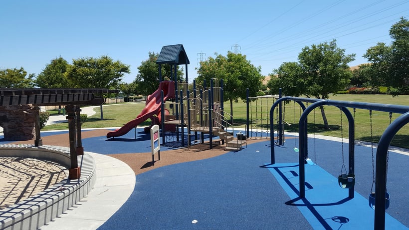 poured in place with tpv pad inserts under swings