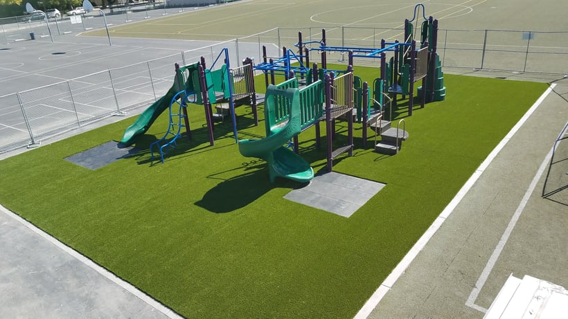synthetic turf under playground equipment at Grant School San Jose CA